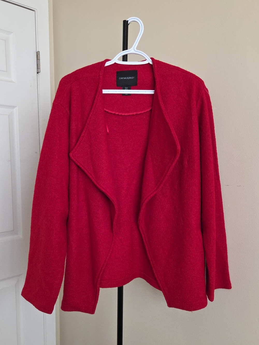 Cynthia Rowley Plus Size  Bright Red Draped Open-Front Cardigan